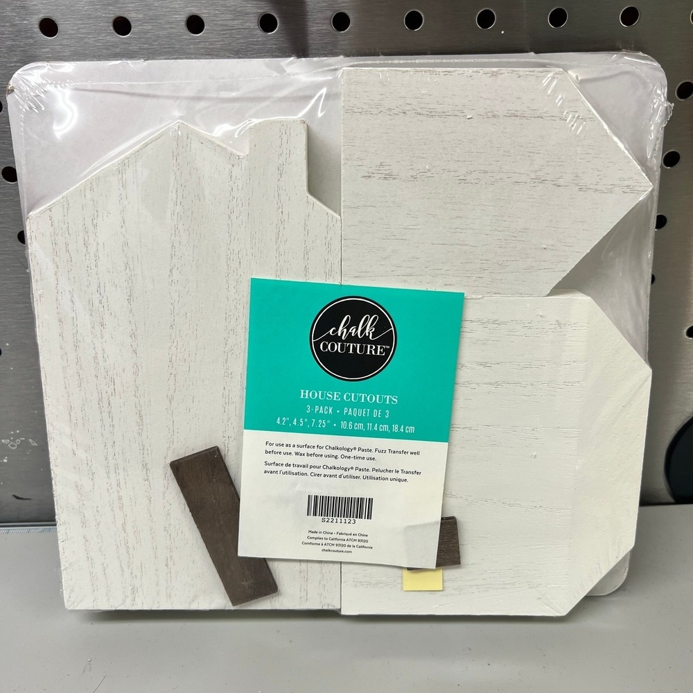 Chalk Couture House Cutouts 3-Pack White Wood DIY Craft Shapes S2211123 NEW